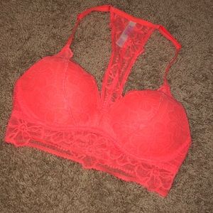 Neon Orange Lace Push Up Bralette